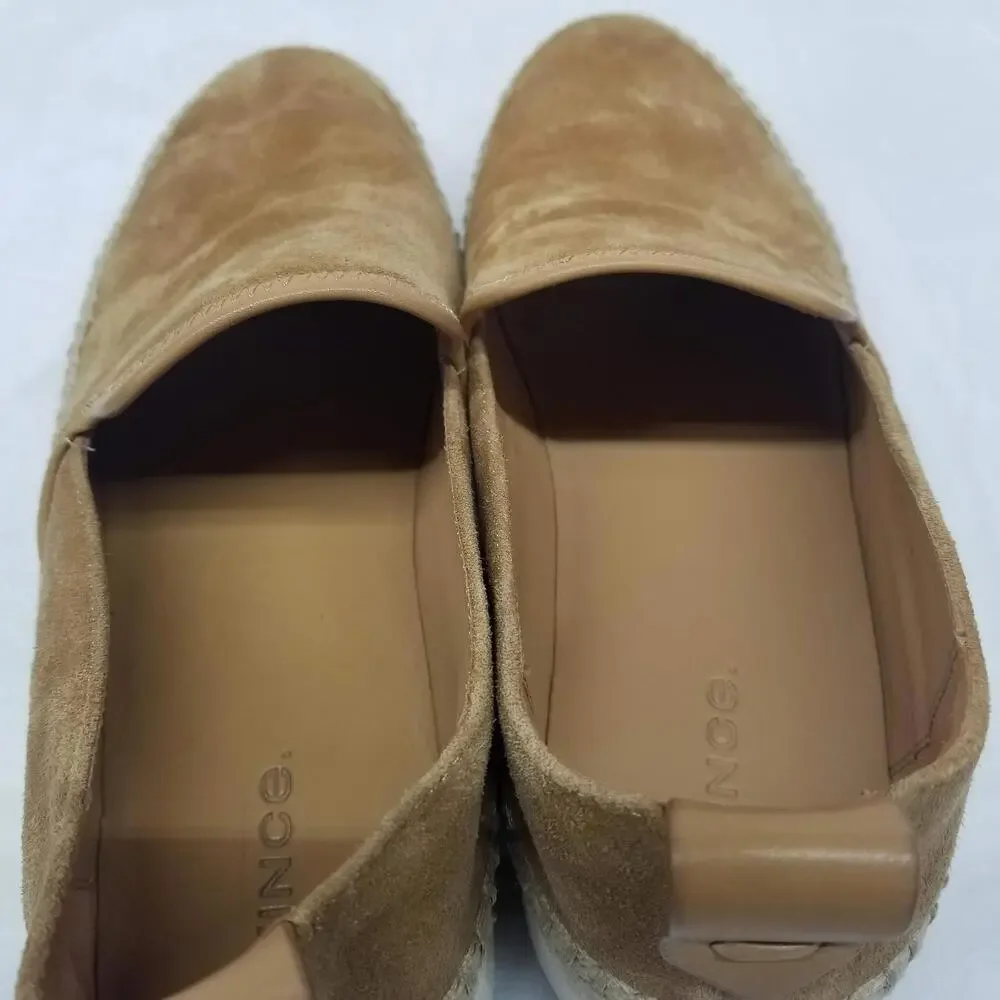 Vince Suede‎ Leather Espadrille Slip-On Loafers Womens 8.5 M Camel Brown